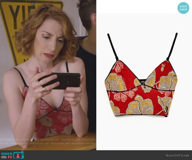 Jacquard Crop Top by Zara worn by Lauren (Molly Bernard) on Younger