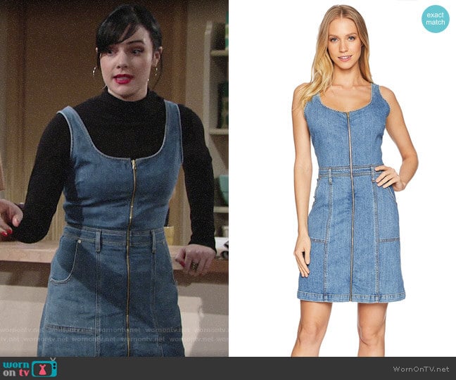 7 For All Mankind Denim Zip Front Dress worn by Tessa Porter (Cait Fairbanks) on The Young and the Restless