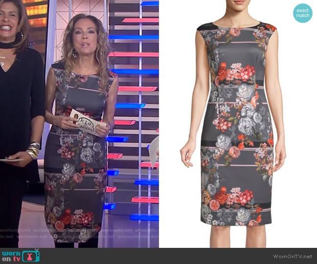 Floral Cap-Sleeve Sheath Dress by Adrianna Papell worn by Kathie Lee Gifford on Today