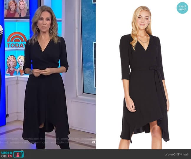 Three Quarter Sleeve Crepe Wrap Dress by Adrianna Papell worn by Kathie Lee Gifford  on Today