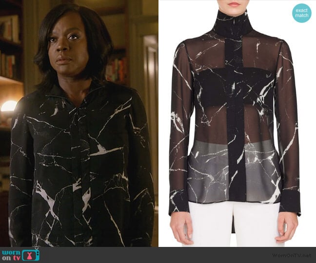 Marble Tile Print Silk Blouse by Akris worn by Annalise Keating (Viola Davis) on How to Get Away with Murder