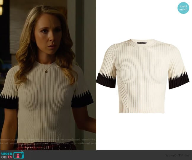 Contrast-cuff ribbed cropped top by Alexander McQueen worn by Veronica Newell (Juno Temple) on Dirty John