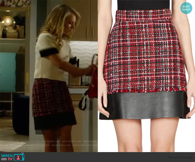 Leather & Tweed Mini Skirt by Alexander McQueen worn by Veronica Newell (Juno Temple) on Dirty John