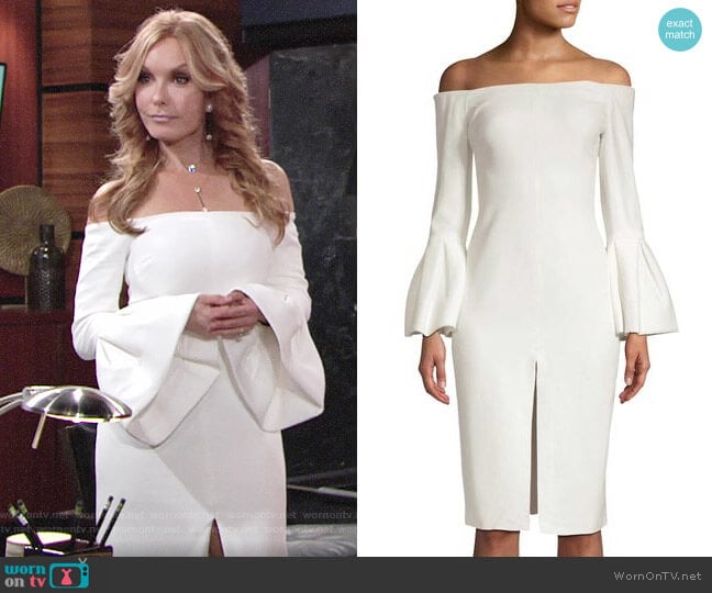 Alexis Off-shoulder Bell Sleeve Dress worn by Lauren Fenmore (Tracey Bregman) on The Young and the Restless