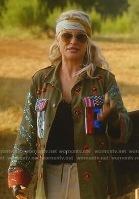 Alexis's embellished army jacket on Dynasty