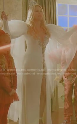 Alexis's white embellished tulle gown on Dynasty