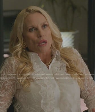 Alexis’s white ruffled lace shirt on Dynasty