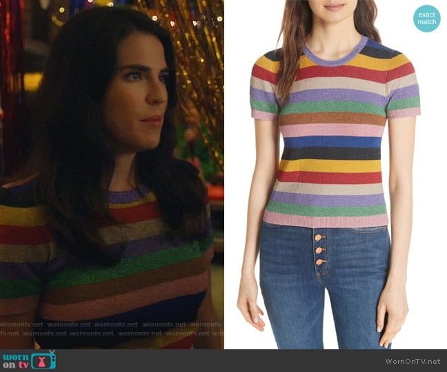 Baylor Stripe Top by Alice + Olivia worn by Laurel Castillo (Karla Souza) on How to Get Away with Murder