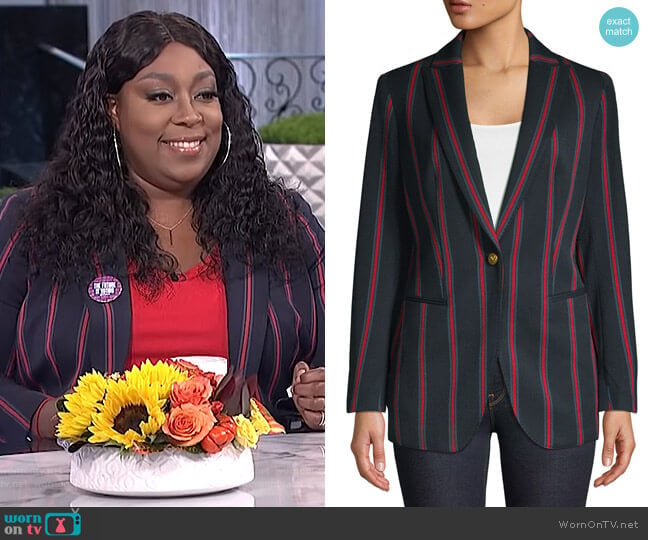 Striped Peak Lapel Blazer by Anne Klein worn by Loni Love on The Real