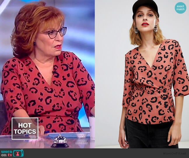 Wrap Top with Button Detail in Animal Print by ASOS worn by Joy Behar on The View