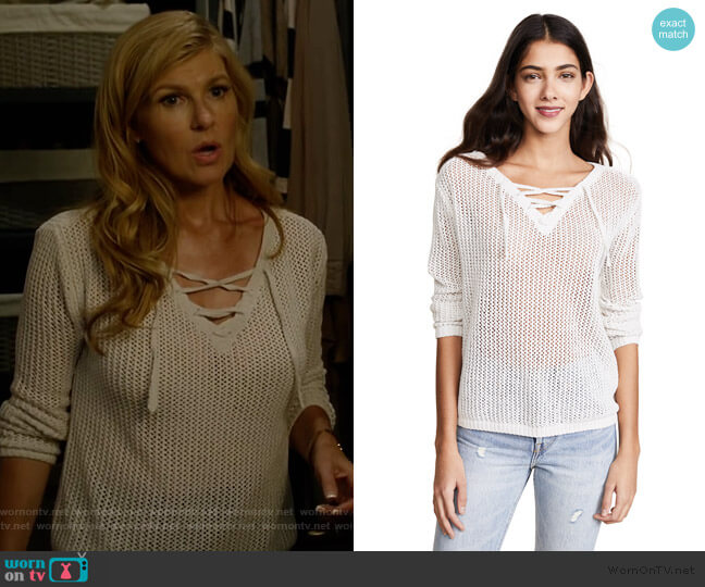 Lily Lace Up Sweater by BB Dakota worn by Debra Newell (Connie Britton) on Dirty John
