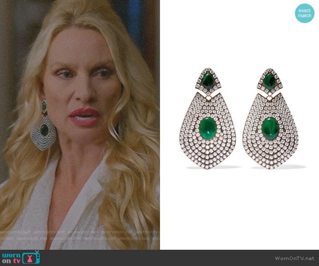 Gold-tone, Resin and Crystal Clip Earrings by Balenciaga worn by Alexis Carrington (Elaine Hendrix) on Dynasty