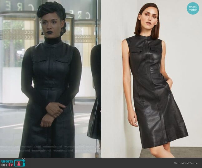 WornOnTV Reeva s black leather shirtdress on The Gifted Grace