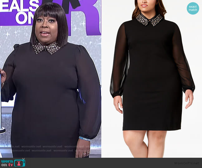 Plus Size Embellished Collar Dress by Betsey Johnson worn by Loni Love  on The Real