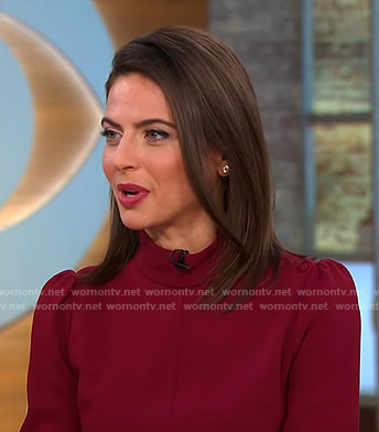 Bianna’s red mock neck dress on CBS This Morning