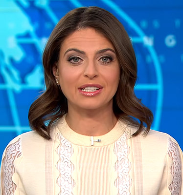 Bianna’s white lace inset sweater on CBS This Morning