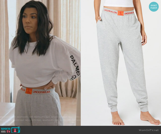 Monogram Lounge Jogger Pants by Calvin Klein worn by Kourtney Kardashian  on Keeping Up with the Kardashians
