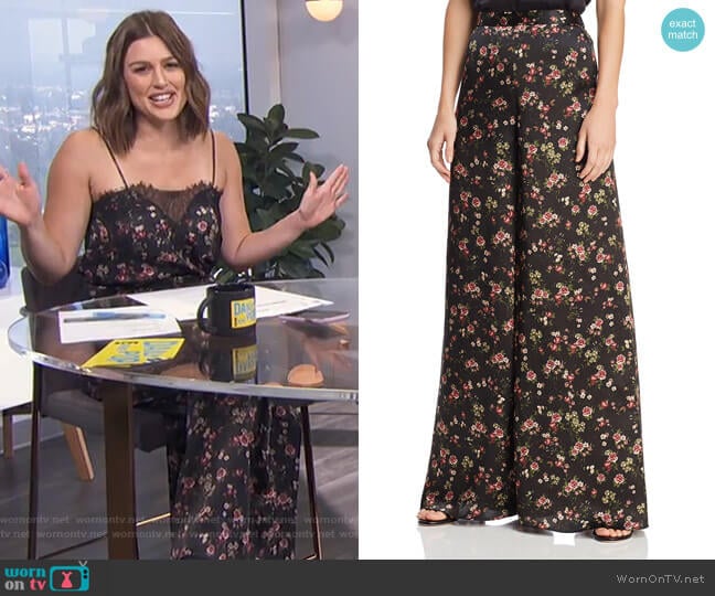 Tommy Wide-Leg Silk Pants by Cami NYC worn by Carissa Loethen Culiner on E! News