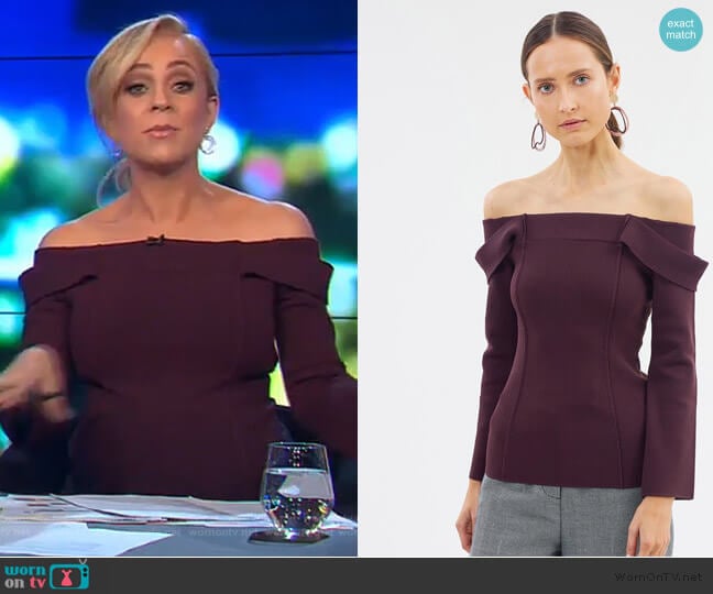 Carole Knit Top by Camilla and Marc worn by Carrie Bickmore  on The Project
