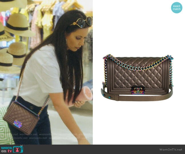 Boy Bag in Bronze Iridescent Rainbow by Chanel worn by LeeAnne Locken on The Real Housewives of Dallas