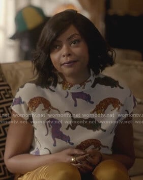 Cookie’s white tiger printed top on Empire