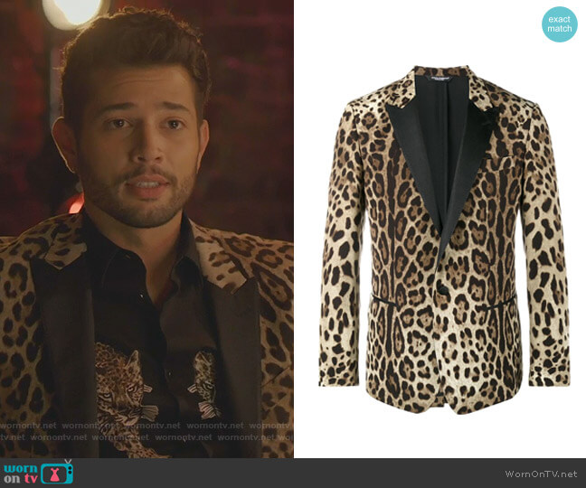 Leopard Print Blazer by Doloce & Gabbana worn by Sam Flores (Rafael de la Fuente) on Dynasty