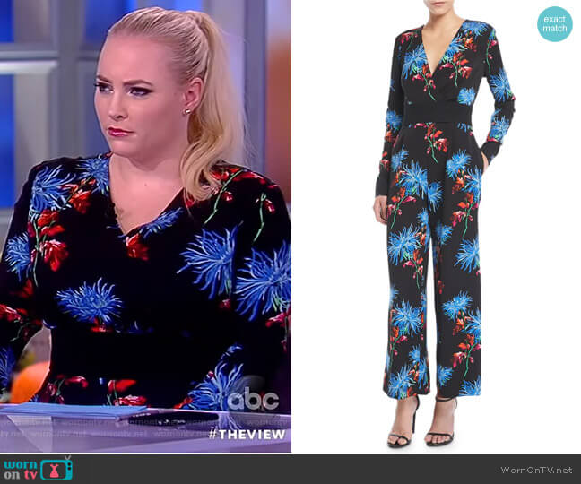 Belted floral-print crepe jumpsuit by Diane von Furstenberg worn by Meghan McCain  on The View