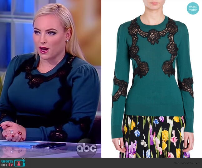 WornOnTV: Meghan’s green lace inset sweater on The View | Meghan McCain ...