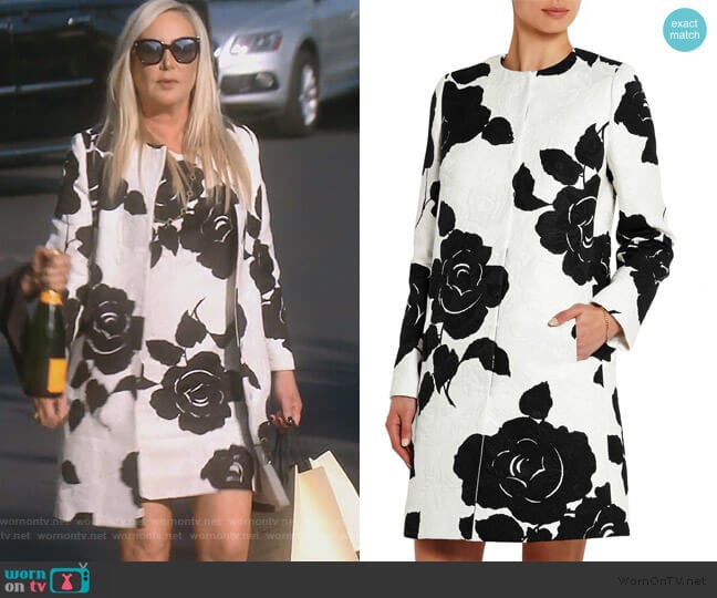 Floral-print cotton-blend jacquard coat by Dolce & Gabbana worn by Shannon Beador on The Real Housewives of Orange County