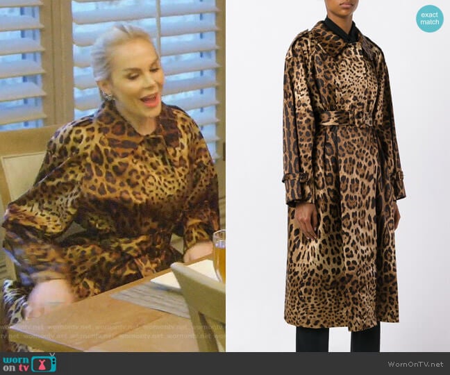 Leopard Print Trench Coat by Dolce & Gabbana worn by Kameron Westcott on The Real Housewives of Dallas