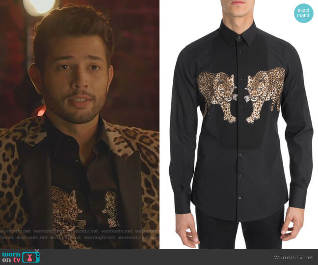 Leopard Button-Down Shirt by Doloce & Gabbana worn by Sam Flores (Rafael de la Fuente) on Dynasty