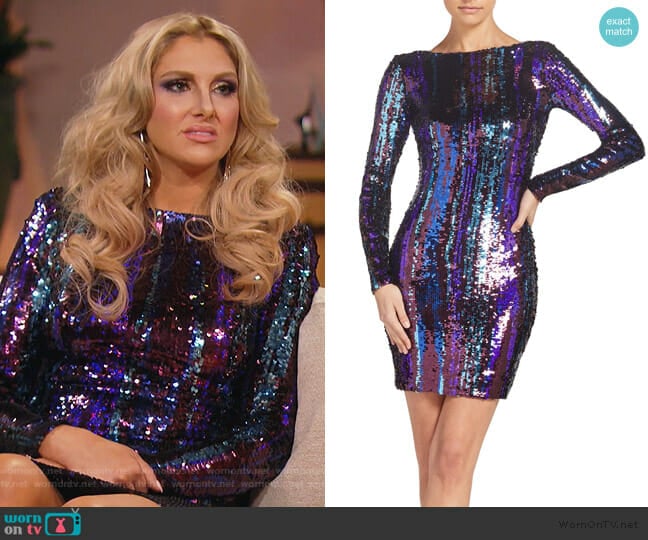 Lola Sequin Body-Con Dress by Dress the Population worn by Gina Kirschenheiter on The Real Housewives of Orange County