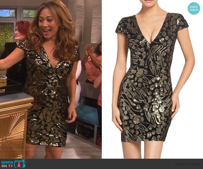 Zoe Sequined Mini Dress by Dress the Population worn by Carrie Inaba on The Talk