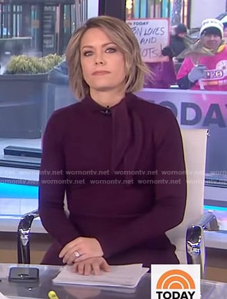 Dylan’s burgundy tie neck dress on Today