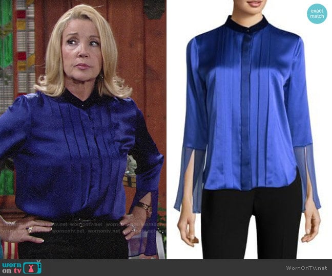 Elie Tahari Izarra Blouse worn by Nikki Reed Newman (Melody Thomas-Scott) on The Young and the Restless