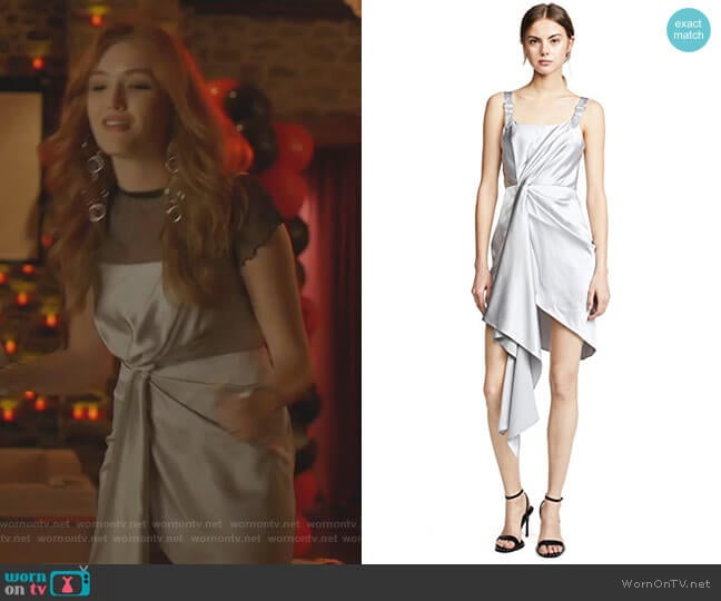 Asymmetrical Cascade Slip Dress by Fleur du Mal worn by Kirby Anders (Maddison Brown) on Dynasty