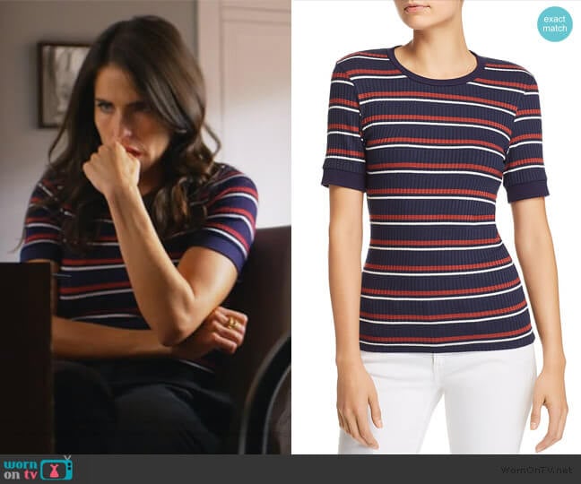 70s Striped Rib-Knit Tee by Frame worn by Laurel Castillo (Karla Souza) on How to Get Away with Murder