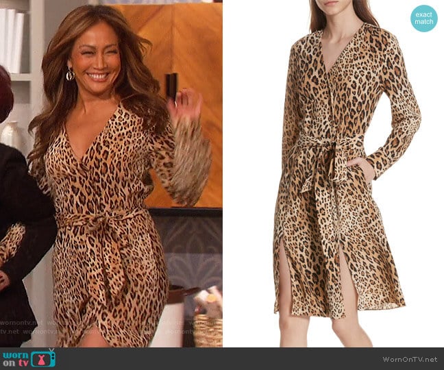 Sgt. Pepper Leopard Print Silk Dress by Frame worn by Carrie Inaba on The Talk