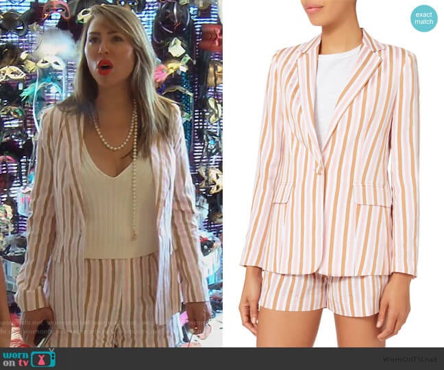 Pink Striped Blazer and shorts by Frame worn by Kelly Dodd on The Real Housewives of Orange County