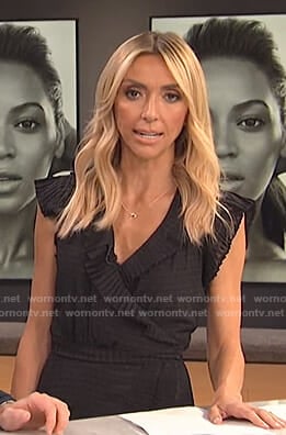 Giuliana’s black pleated wrap dress on E! News