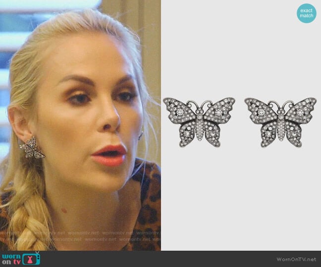Crystal Studded Butterfly Earrings by Gucci worn by Kameron Westcott  on The Real Housewives of Dallas