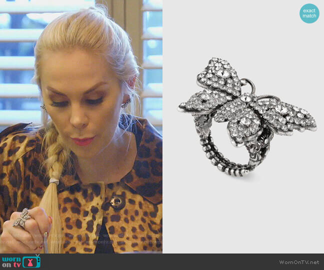 Crystal Studded Butterfly Ring by Gucci worn by Kameron Westcott on The Real Housewives of Dallas