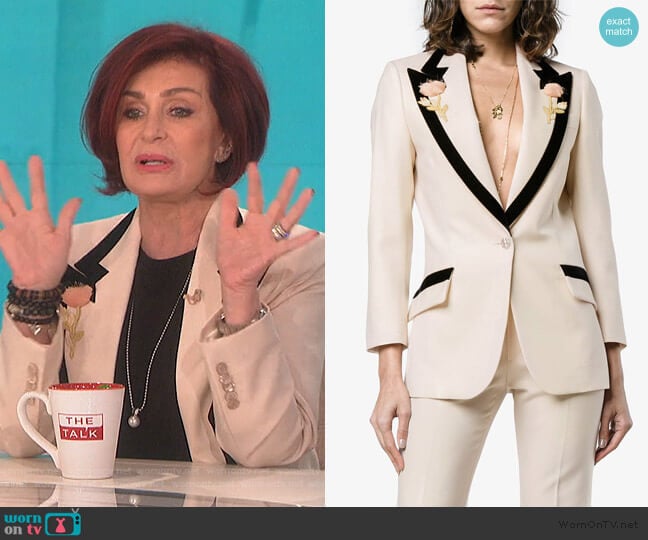 Floral-Embroidered Wool Jacket by Gucci  worn by Sharon Osbourne on The Talk