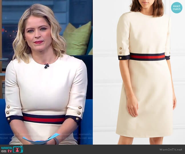 Grosgrain-Trimmed Mini Dress by Gucci worn by Sara Haines on Good Morning America