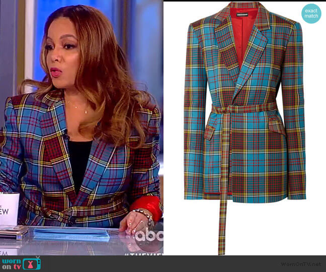 Oversized tartan wool blazer by House of Holland worn by Sunny Hostin on The View