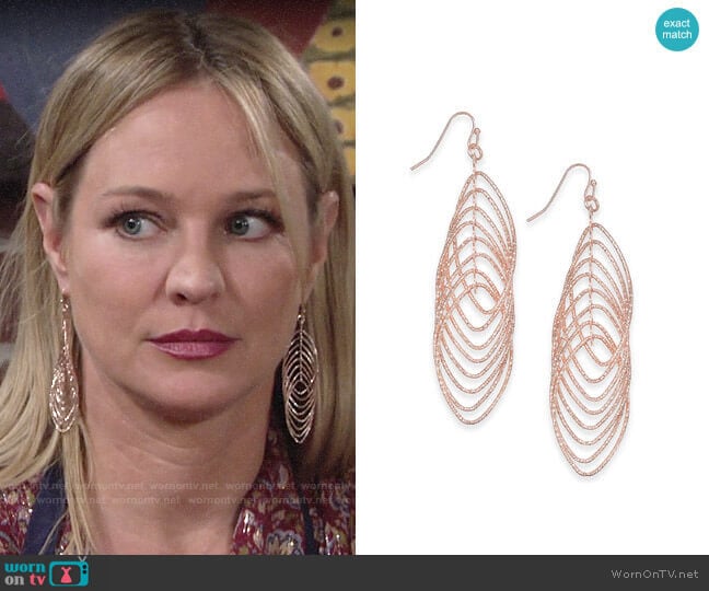 INC International Concepts Navette Multi-Ring Drop Earrings worn by Sharon Newman (Sharon Case) on The Young and the Restless