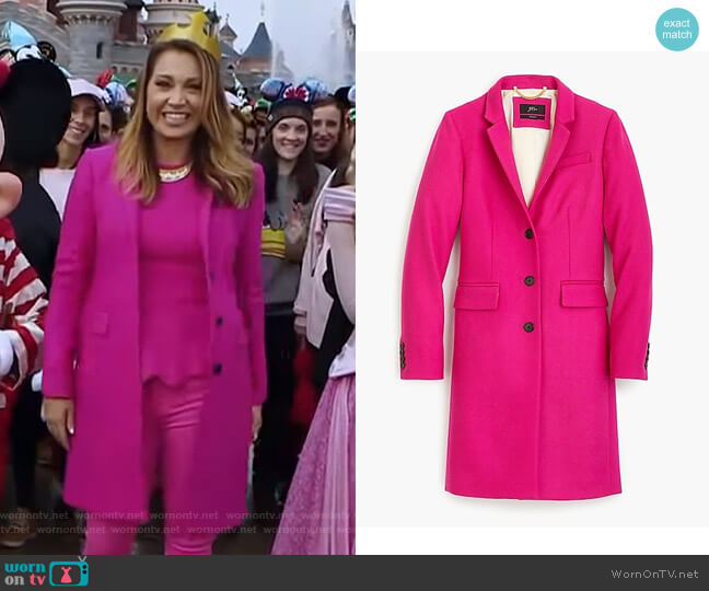 Regent Topcoat in Double-Serge Wool by J.Crew worn by Ginger Zee on Good Morning America