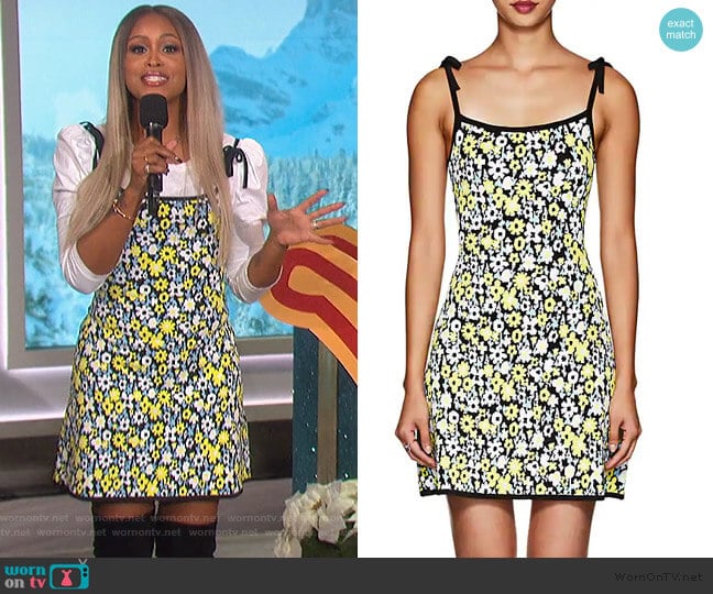 Floral Compact Knit Minidress by JoosTricot worn by Eve on The Talk