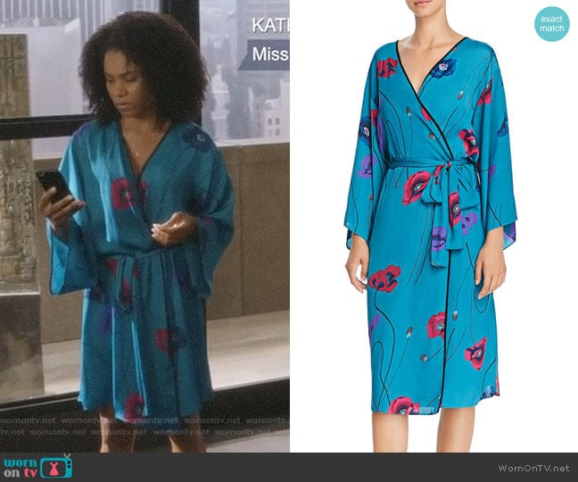 Freestyle Printed Satin Long Robe by Josie worn by Maggie Pierce (Kelly McCreary) on Greys Anatomy