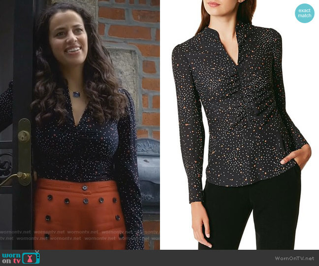 Ruched Star Print Top by Karen Millen worn by Grace Stone (Athena Karkanis) on Manifest